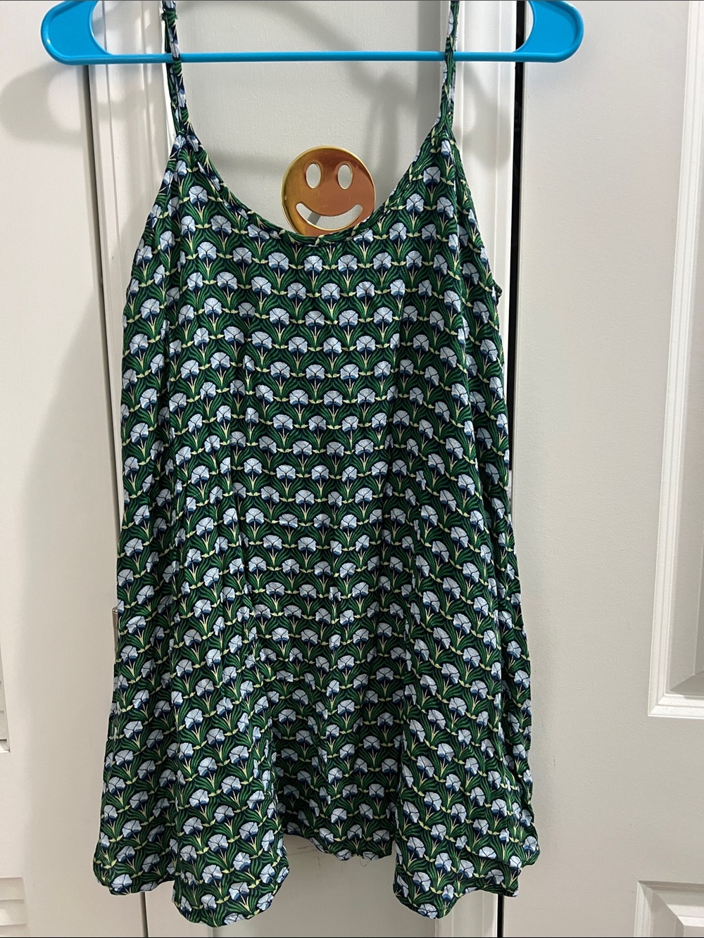 Olivaceous Green Floral-Print Spaghetti-Strap Mini Dress